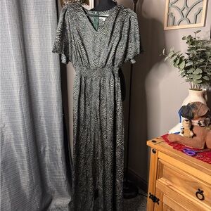 She + Sky Green and White Patterned Jumpsuit